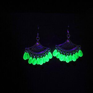 Ug drop statement fan earrings